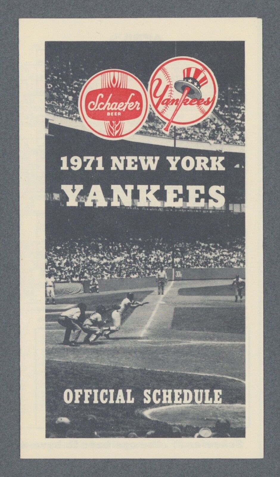 1971 New York Yankees Pocket Schedule 3"x5.5"