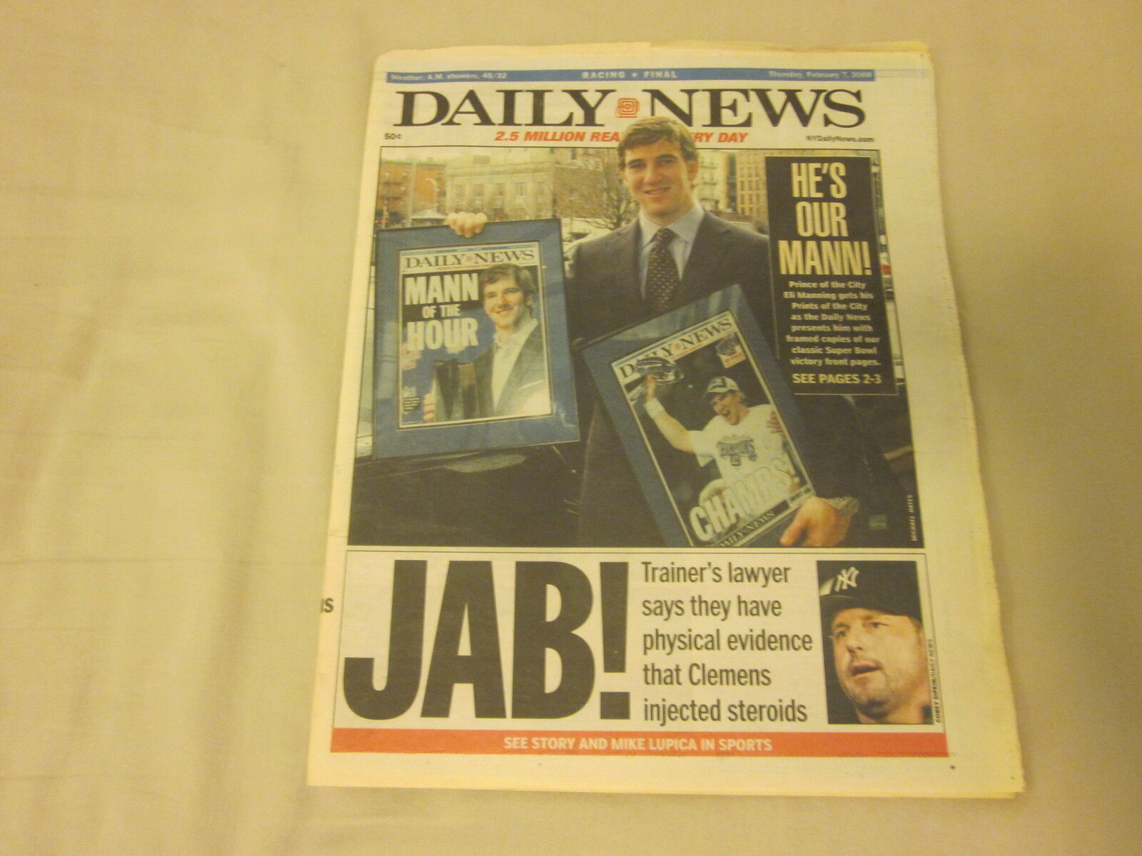 2008 Complete New York Daily News Newspaper New York Giants Celebrate Clemens