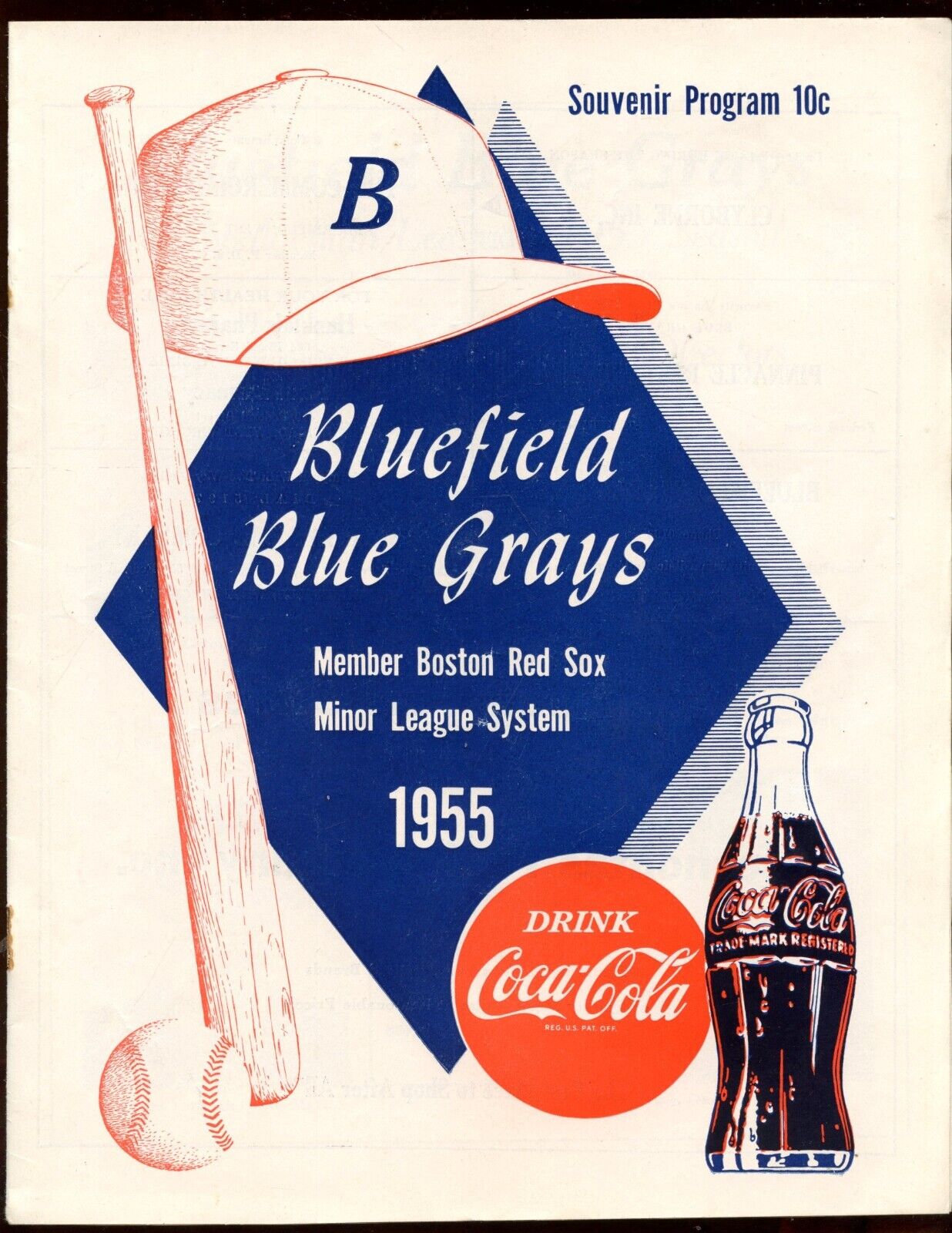 1955 Bluefield Blue Grays Minor League Baseball Program VGEX