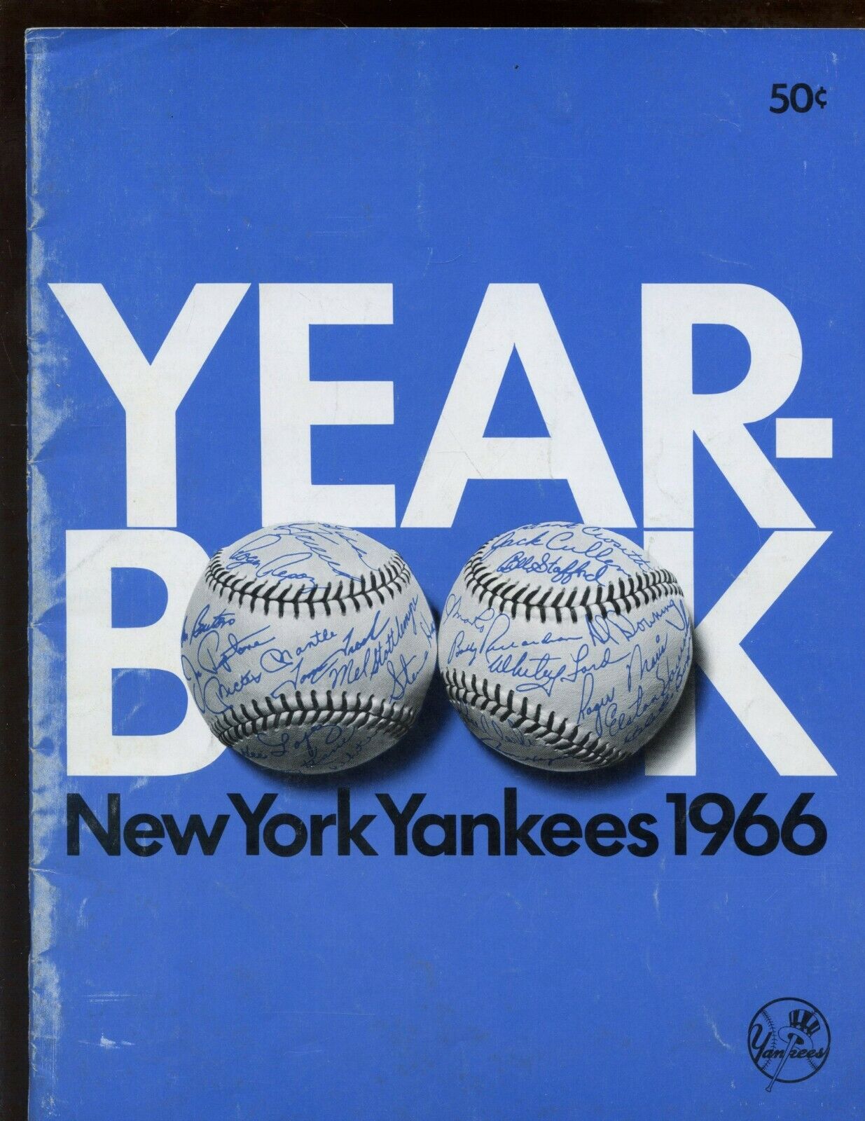 1966 New York Yankees Yearbook April 12th Roster Page VGEX