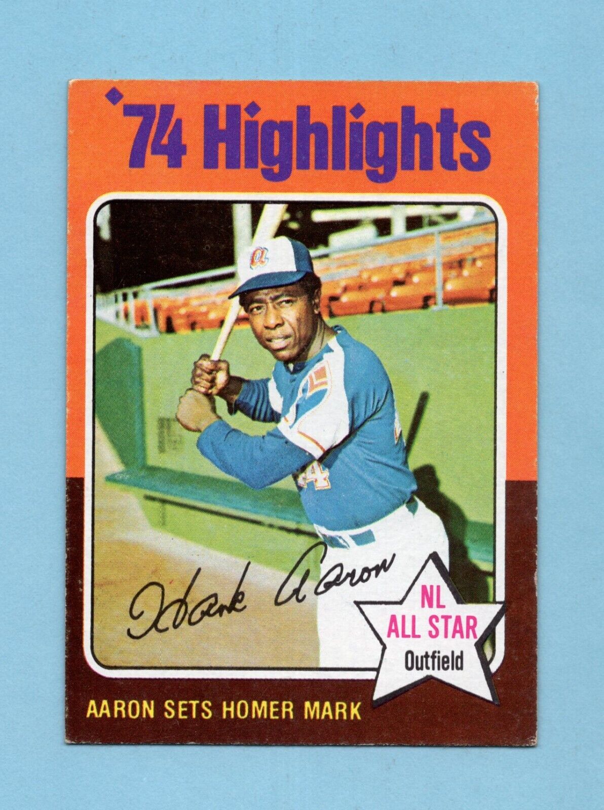 1975 Topps #1 Hank Aaron '74 Highlights Atlanta Braves Baseball Card EX+