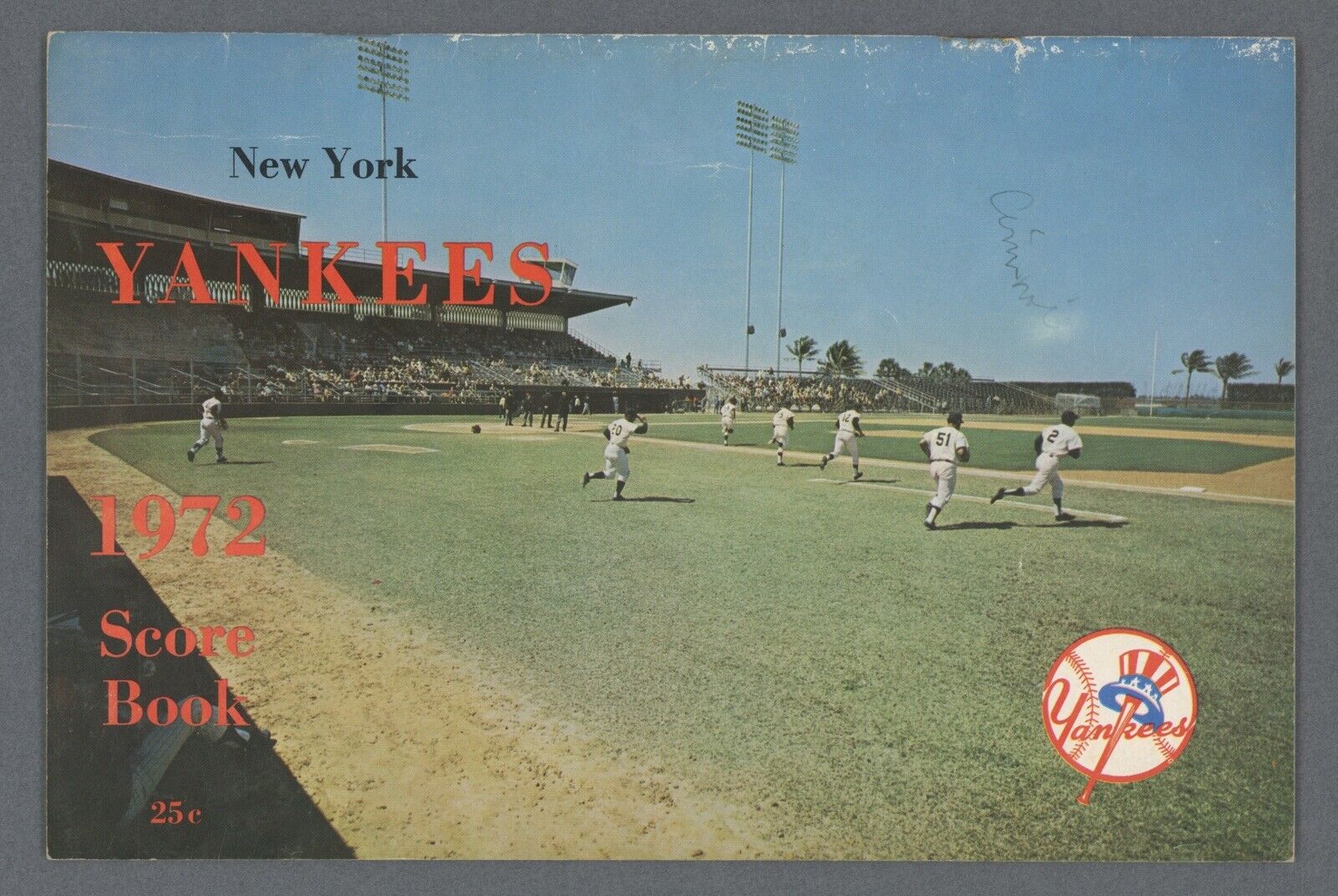 1972 NY Yankees Official Spring Program Score Book vs Cincinnati Reds - Unscored