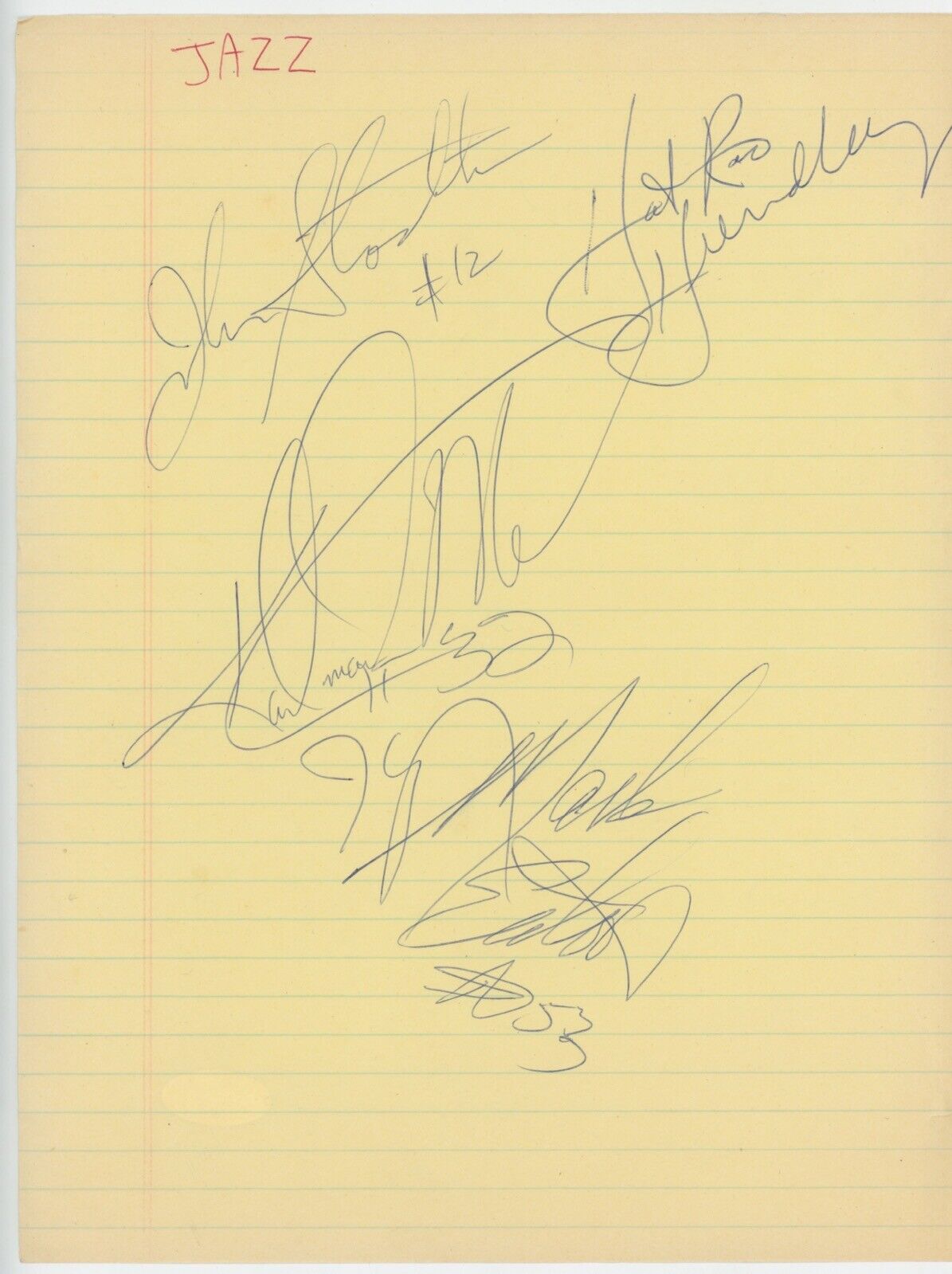 4 Utah Jazz Vintage Signatures w/JSA cert • Malone, Stockton, Eaton, and Hundley