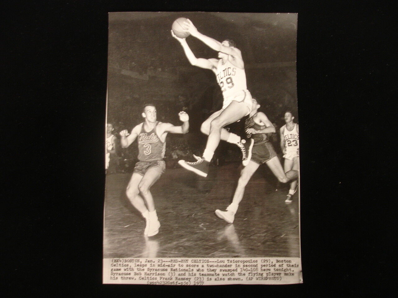 1957 Lou Tsioropoulos Boston Celtics Wire Photograph