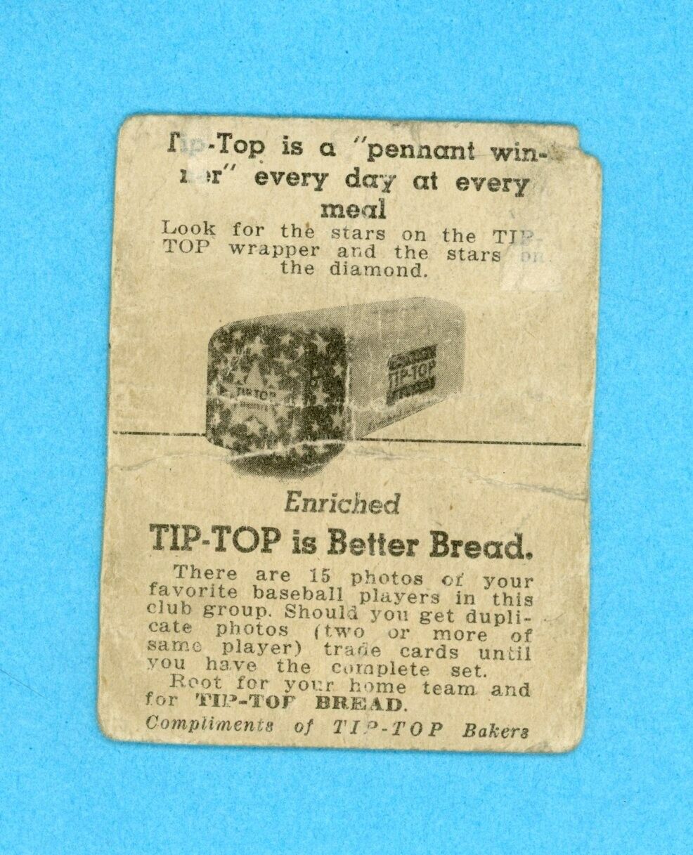 1947 Tip Top Bread Bob Muncrief St. Louis Browns Baseball Card Low Grade