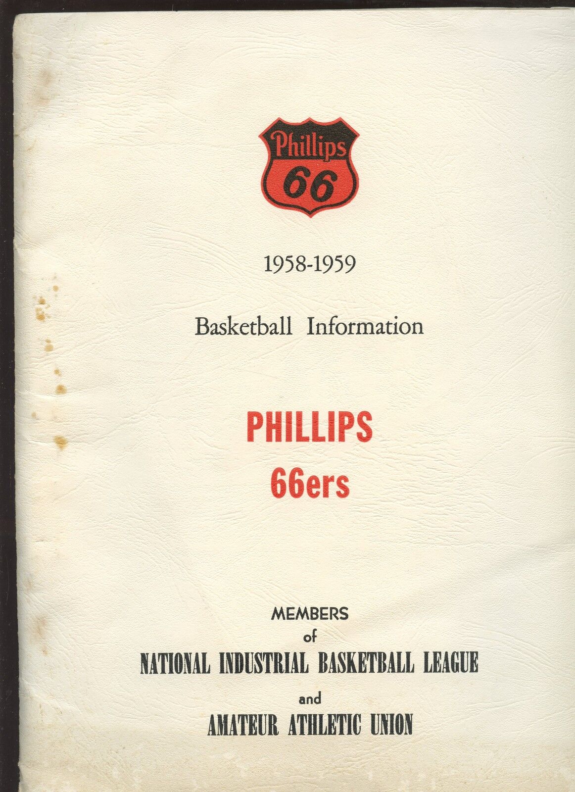 1958/59 National Industrial Basketball League Media Guide Phillips 66ers