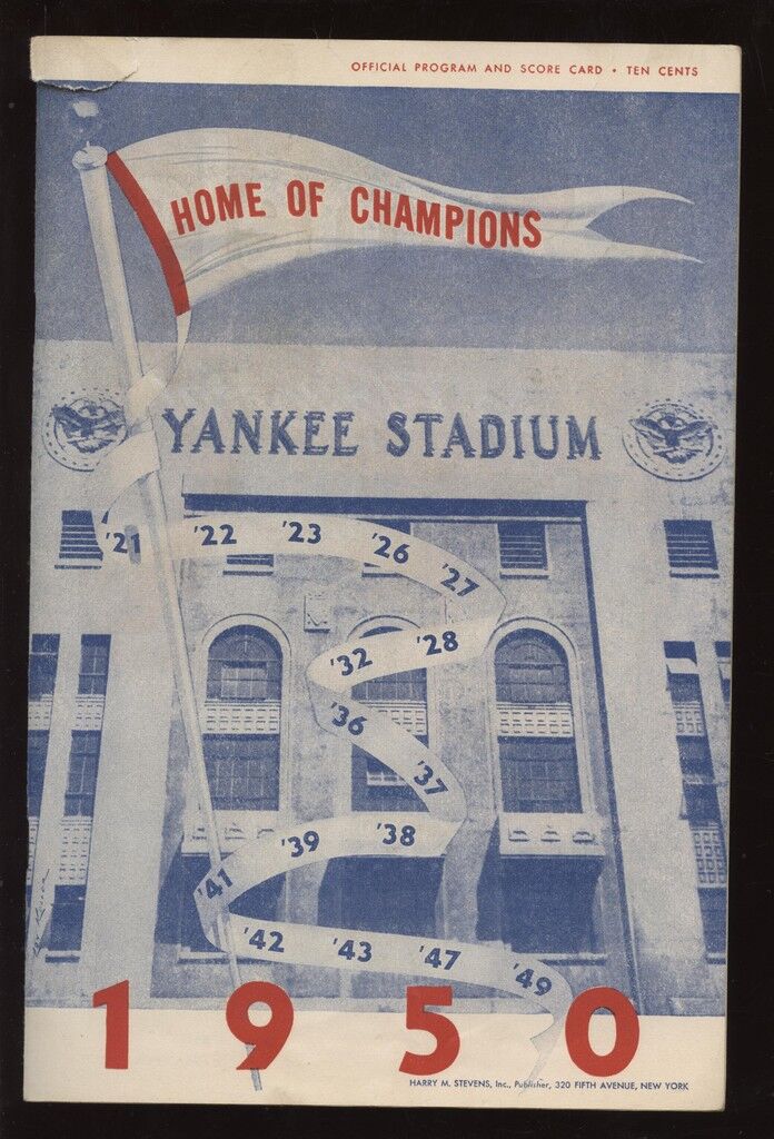 1950 MLB Program Boston Red Sox @ New York Yankees