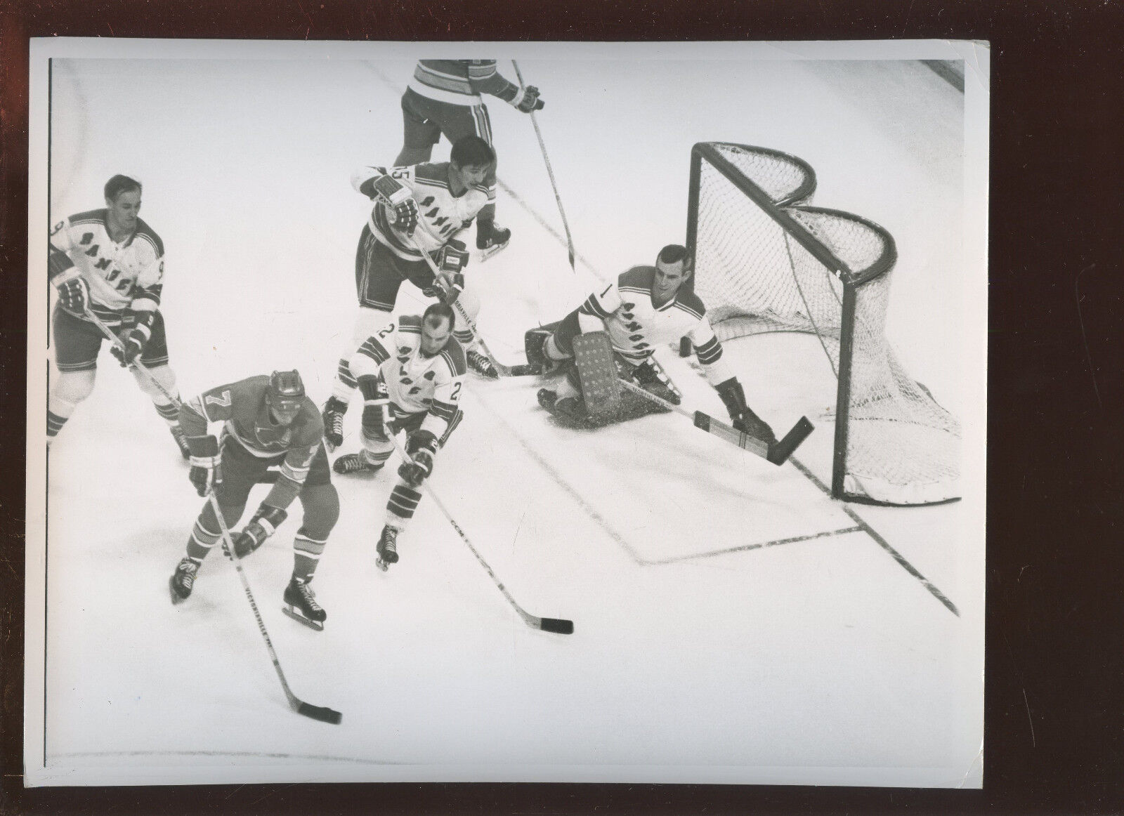 Vintage Lew Gordon Scores 8 X 10 Hockey Photo