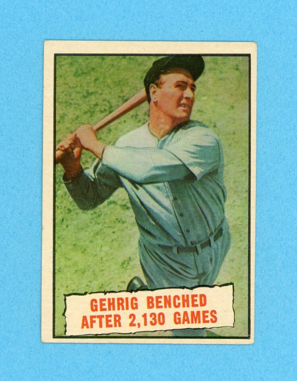 1961 Topps #405 Gehrig Benched After 2,130 Games Baseball Card EX o/c