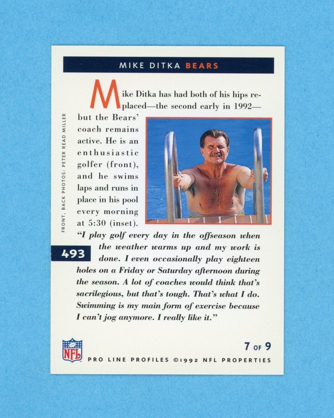 Mike Ditka 1992 Proline  Profiles Card #493 7 of 9 ••• Auto with B&E Hologram