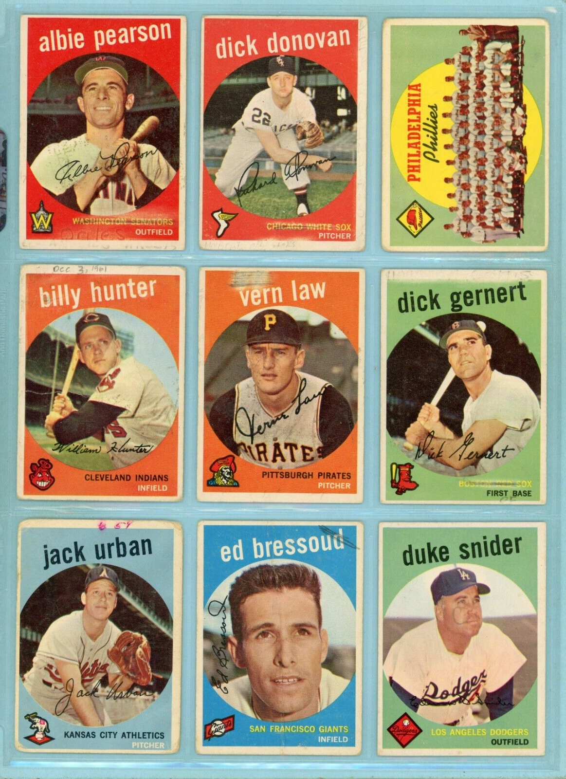 1959 Topps Starter Set Lot of 278 Different Baseball Cards mixed grades p/p f/b