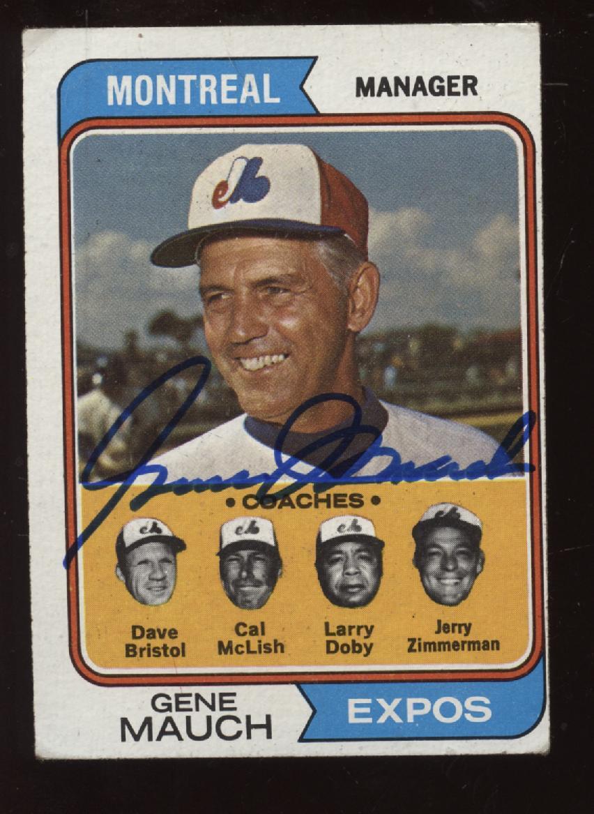 1974 Topps Baseball Card #531 Gene Mauch Autographed