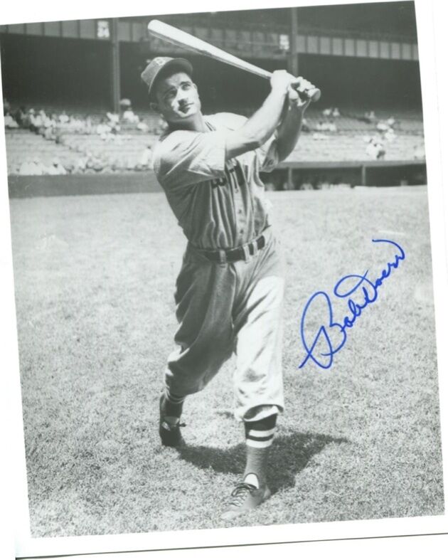 Bobby Doerr 8X10 B&W Auto Swinging PSA/DNA