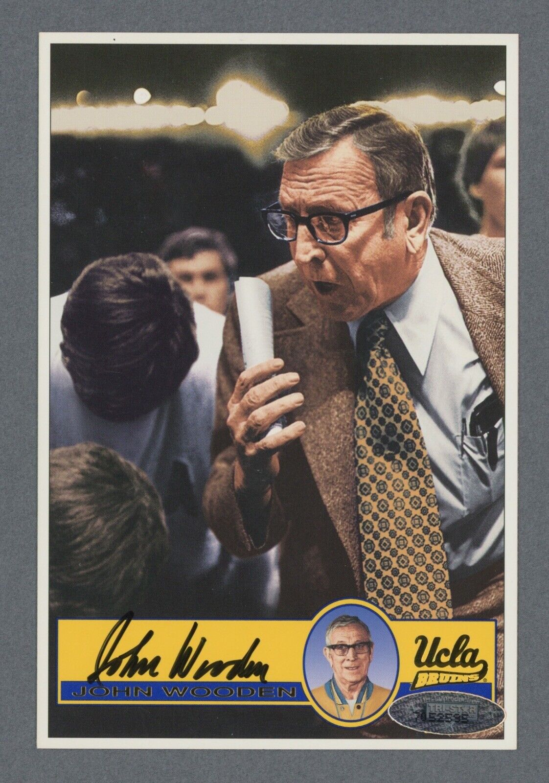 John Wooden UCLA Signed Tristar Postcard Sized Card • Auto 