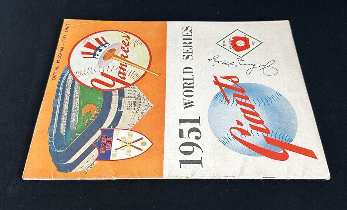 1951 NY Yankees World Series Program vs NY Giants - Mize Auto. - Unscored - EX