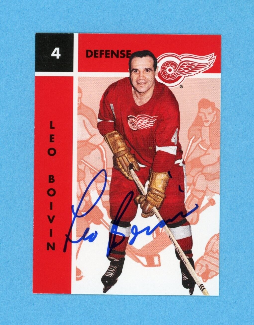 Leo Boivin 1995-96 Parkhurst 1966-67 #48 Autographed Hockey Card