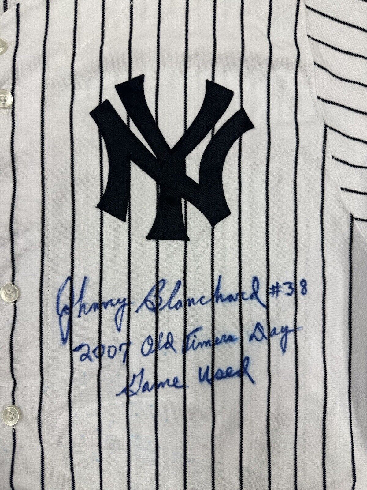 2007 Johnny Blanchard Yankees SIGNED 2x GAME USED Old Timers Day Jersey & Pants