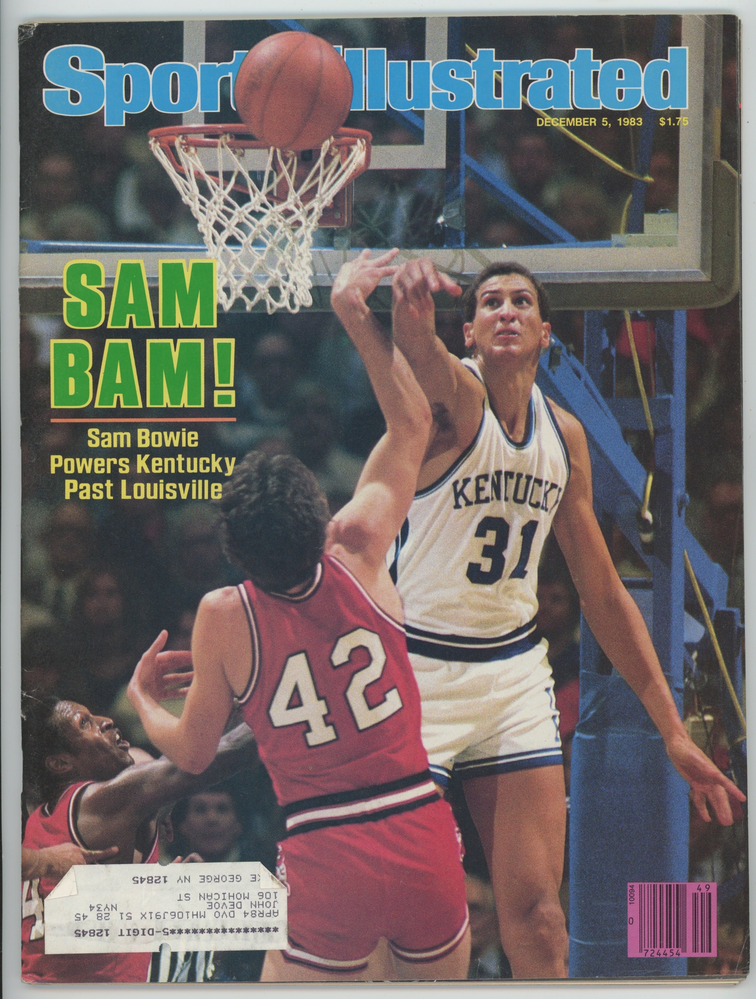 Sam Bowie Kentucky “Sam Bam!” 12/5/83 EX ML