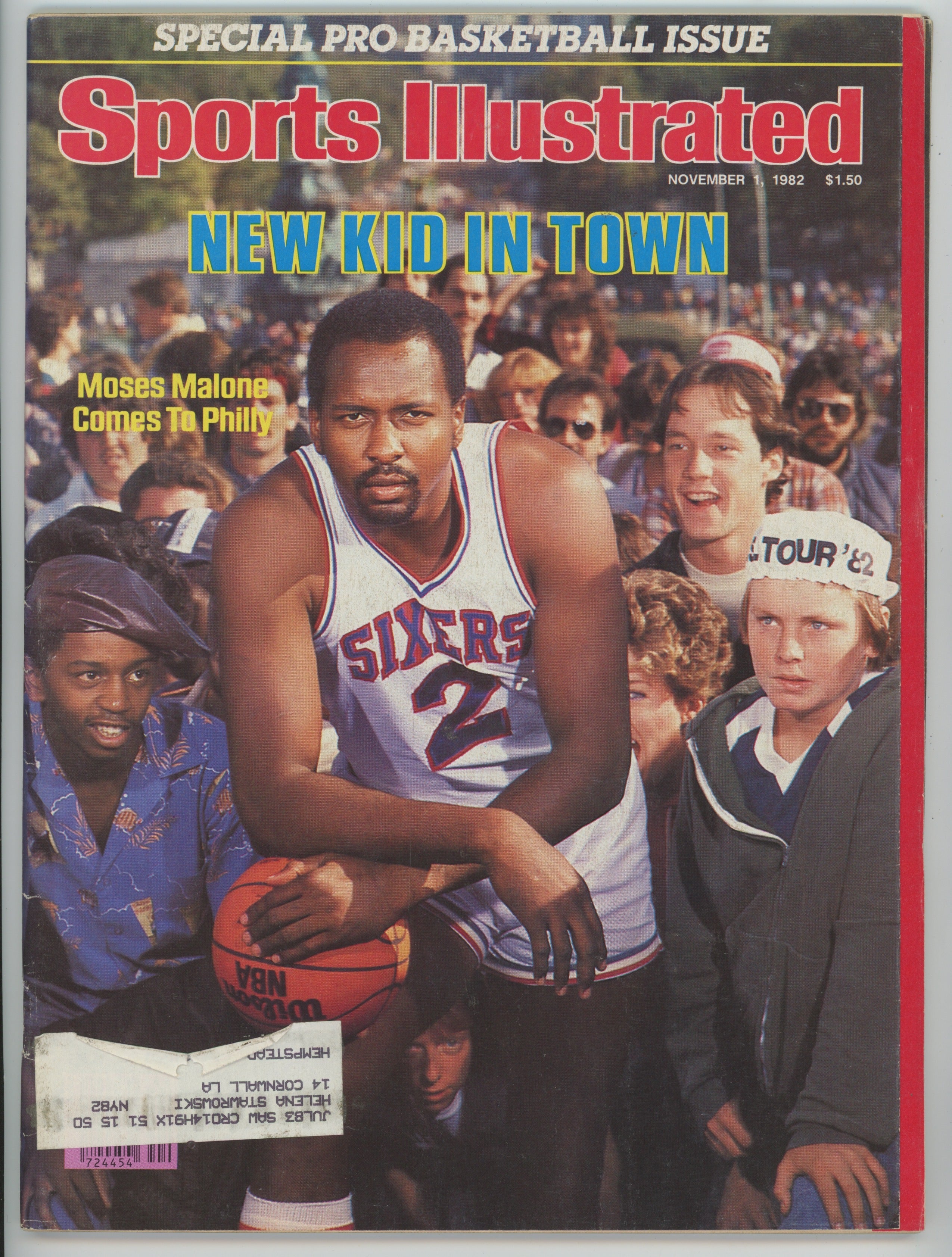 Moses Malone Philadelphia 76ers “New Kid in Town” 11/1/82 EX ML