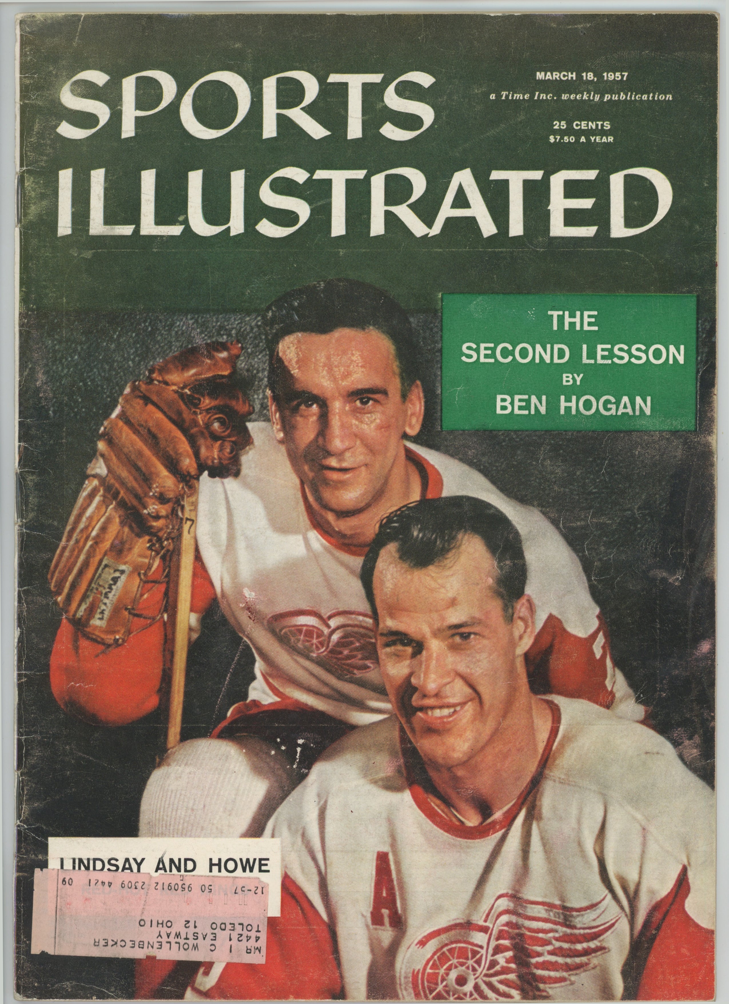 Gordie Howe & Ted Lindsay Detroit Red Wings ”The Second Lesson by Ben Hogan” 3/18/57 EX ML