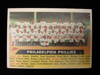 1956 Topps #72 Philadelphia Phillies Team Card - Undated, Name Centered - VG