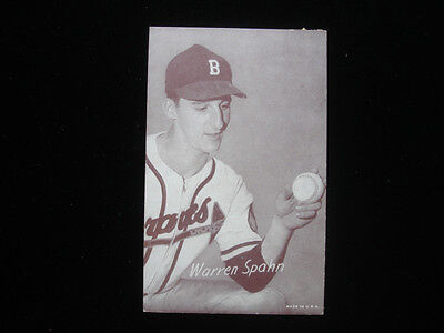 1947 - 1966 Warren Spahn 'B on Cap' Exhibit Card VG-EX