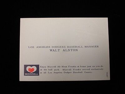 1960 Morrell Meats Los Angeles Dodgers Walt Alston Card - VG/EX, Surface Wear