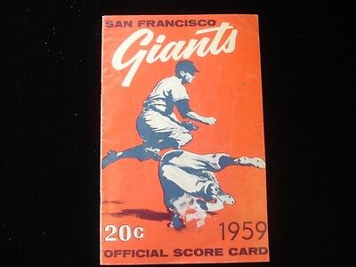 1959 San Francisco Giants Official Score Card EX+