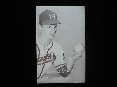 1947 - 1966 Warren Spahn 'M on Cap' Exhibit Card EX-MT