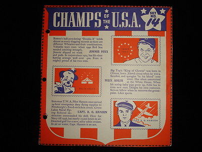 1941 Wheaties Champs of U.S.A. Card - #14 - Foxx, Adler, Hanson