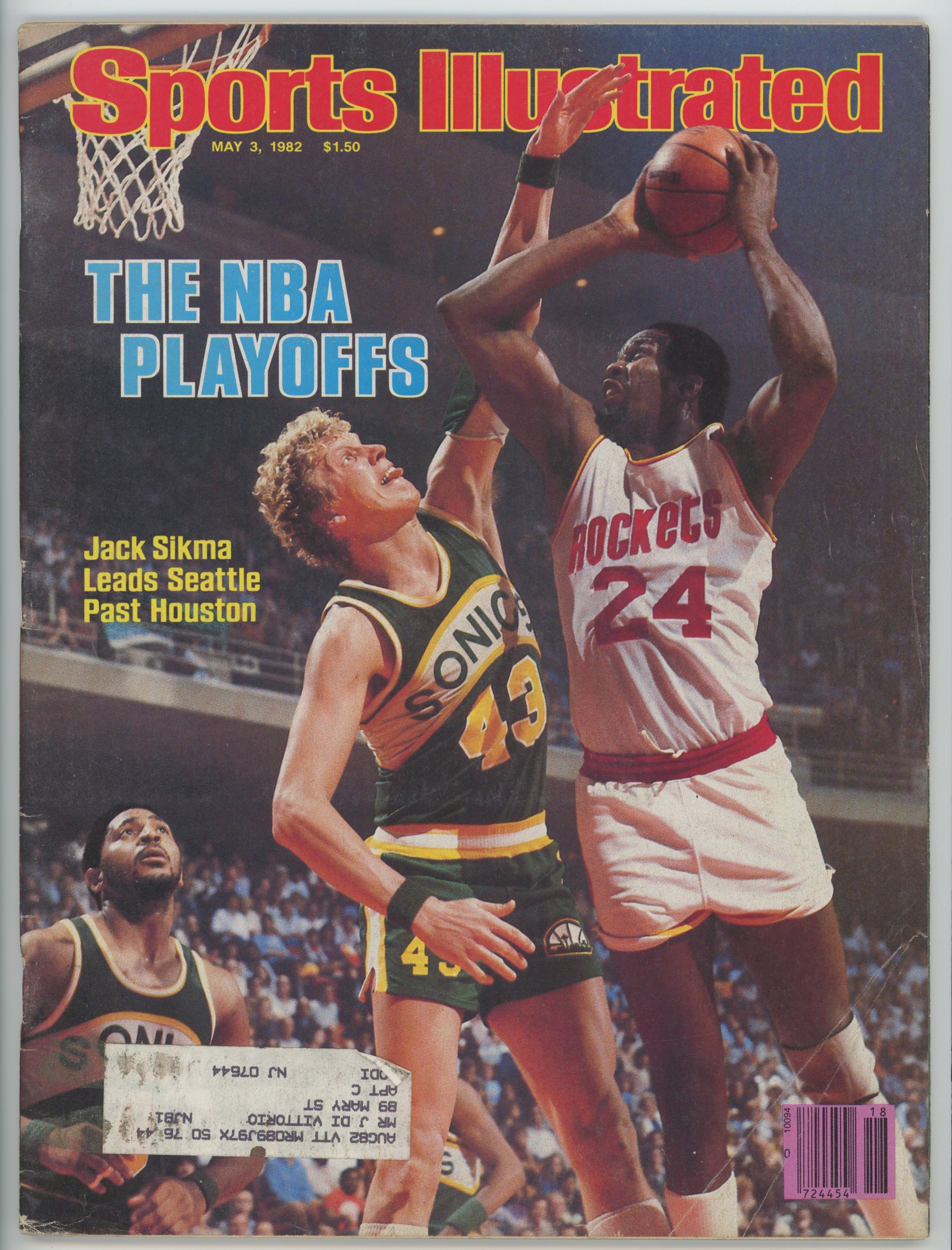 Jack Sikma Seattle Supersonics “The NBA Playoffs" 5/3/862 EX ML Moses Malone