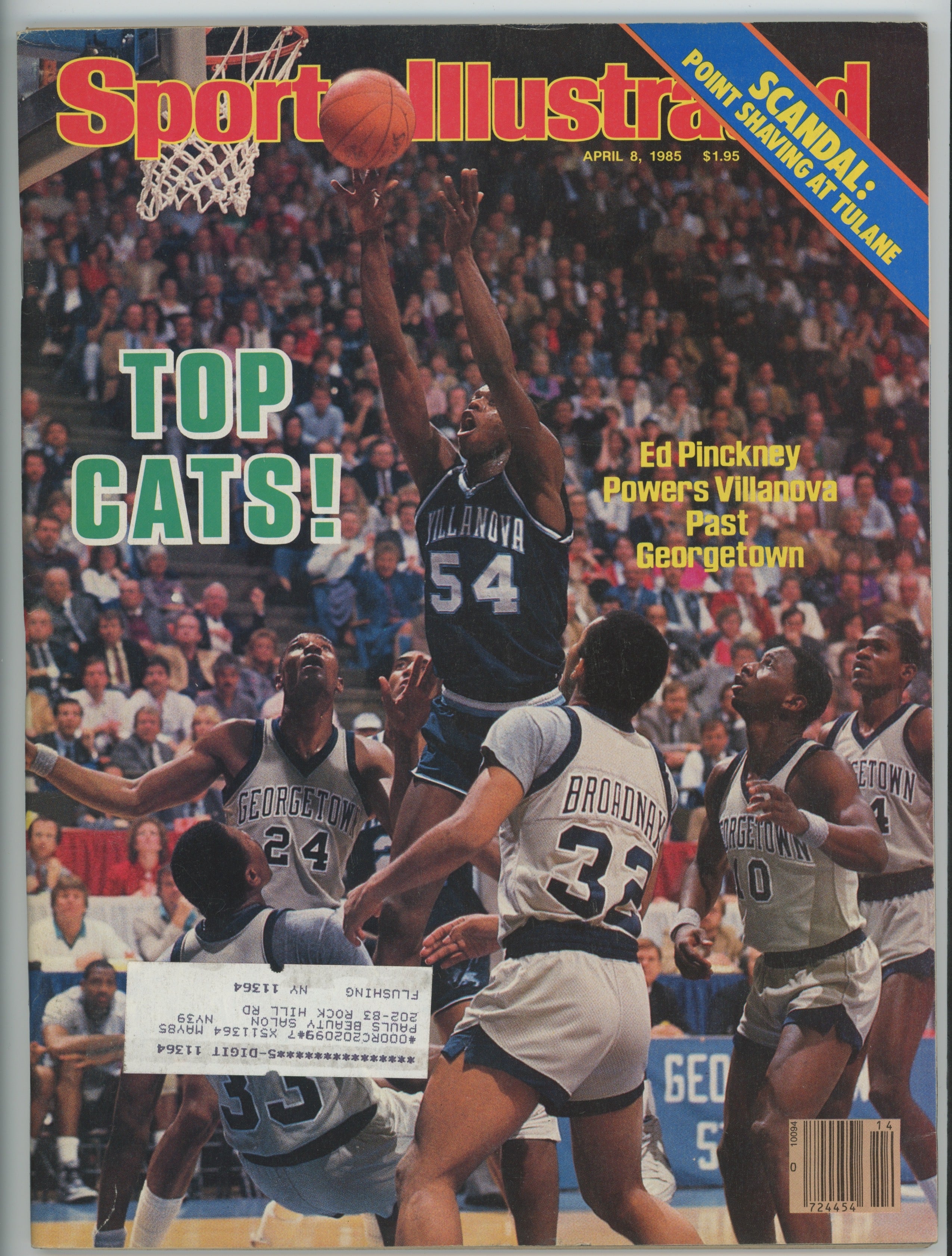 Villanova vs. Georgetown Ed Pinckney “Top Cats!” 4/8/85 EX ML