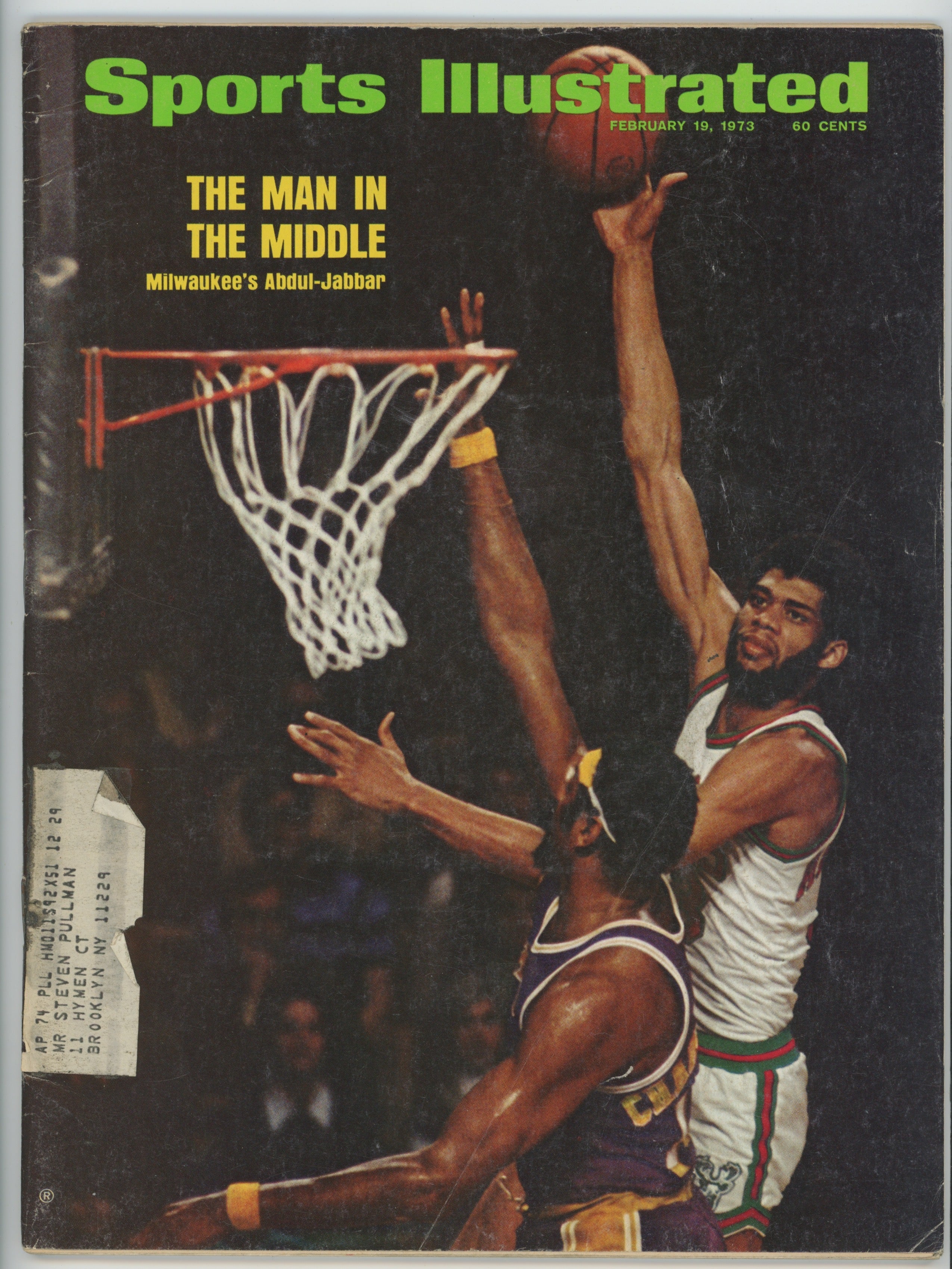 Kareem Abdul Jabbar Milwaukee Bucks “The Man in the Middle” 2/19/73 VG-EX ML