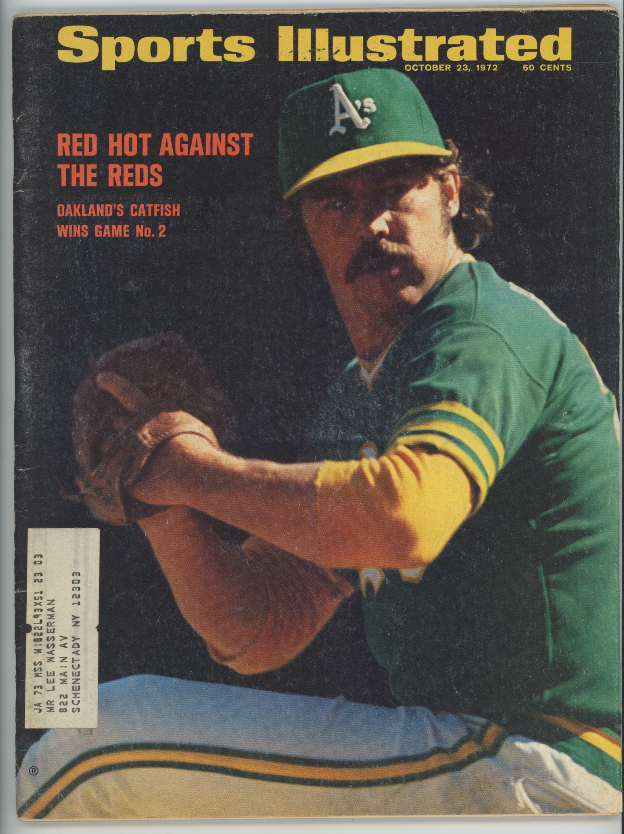 Jim Catfish Hunter “Red Hot Against the Reds” 10/23/72 EX ML Oakland A’s