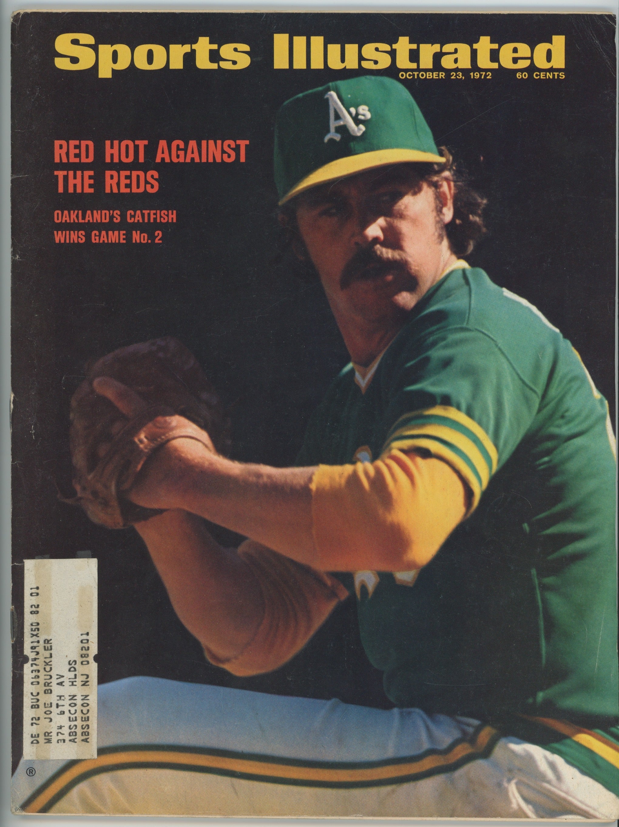 Jim Catfish Hunter “Red Hot Against the Reds” 10/23/72 EX ML Oakland A’s