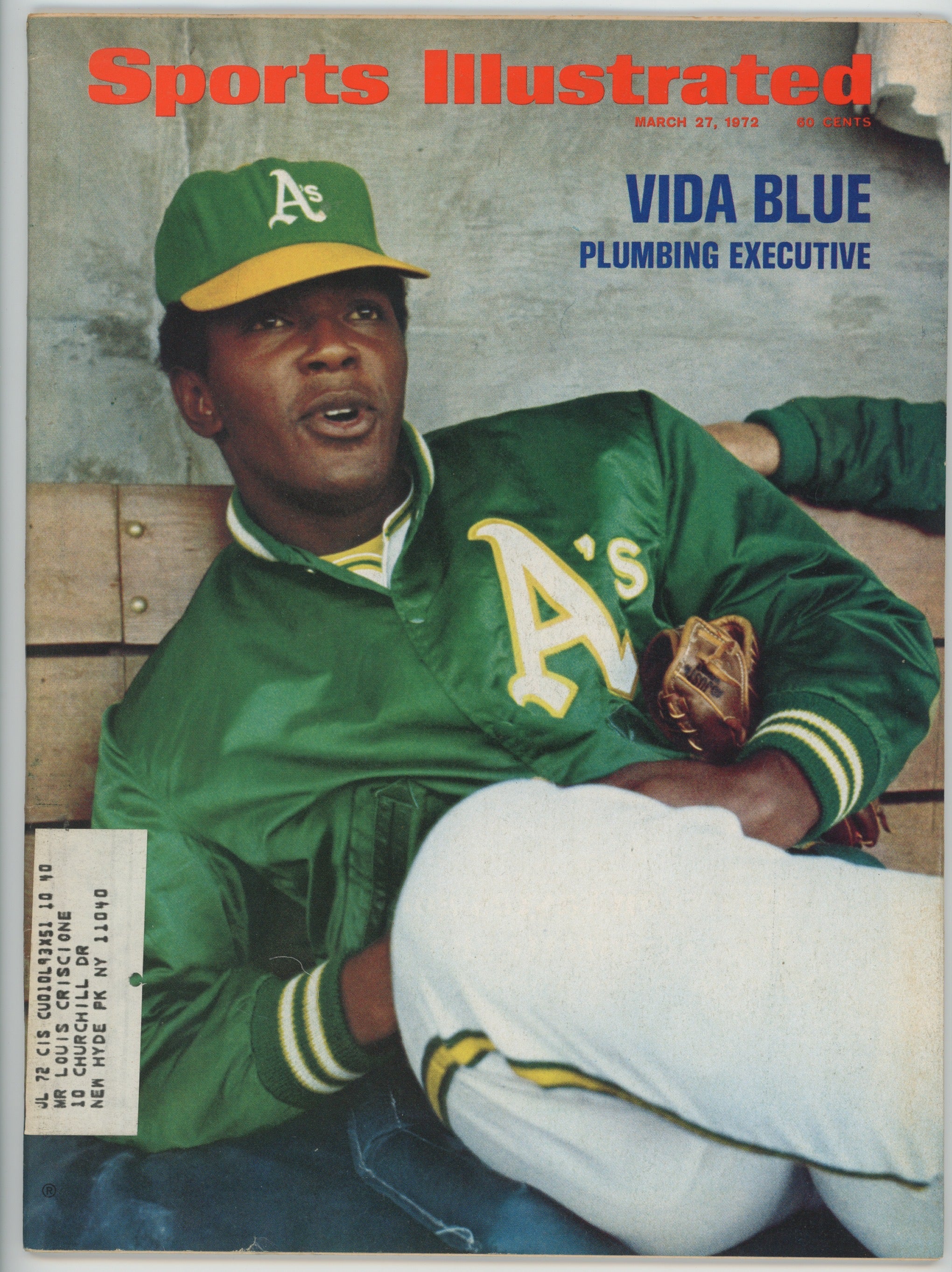 Vida Blue “Plumbing Executive” 3/27/72 EX ML Oakland A’s