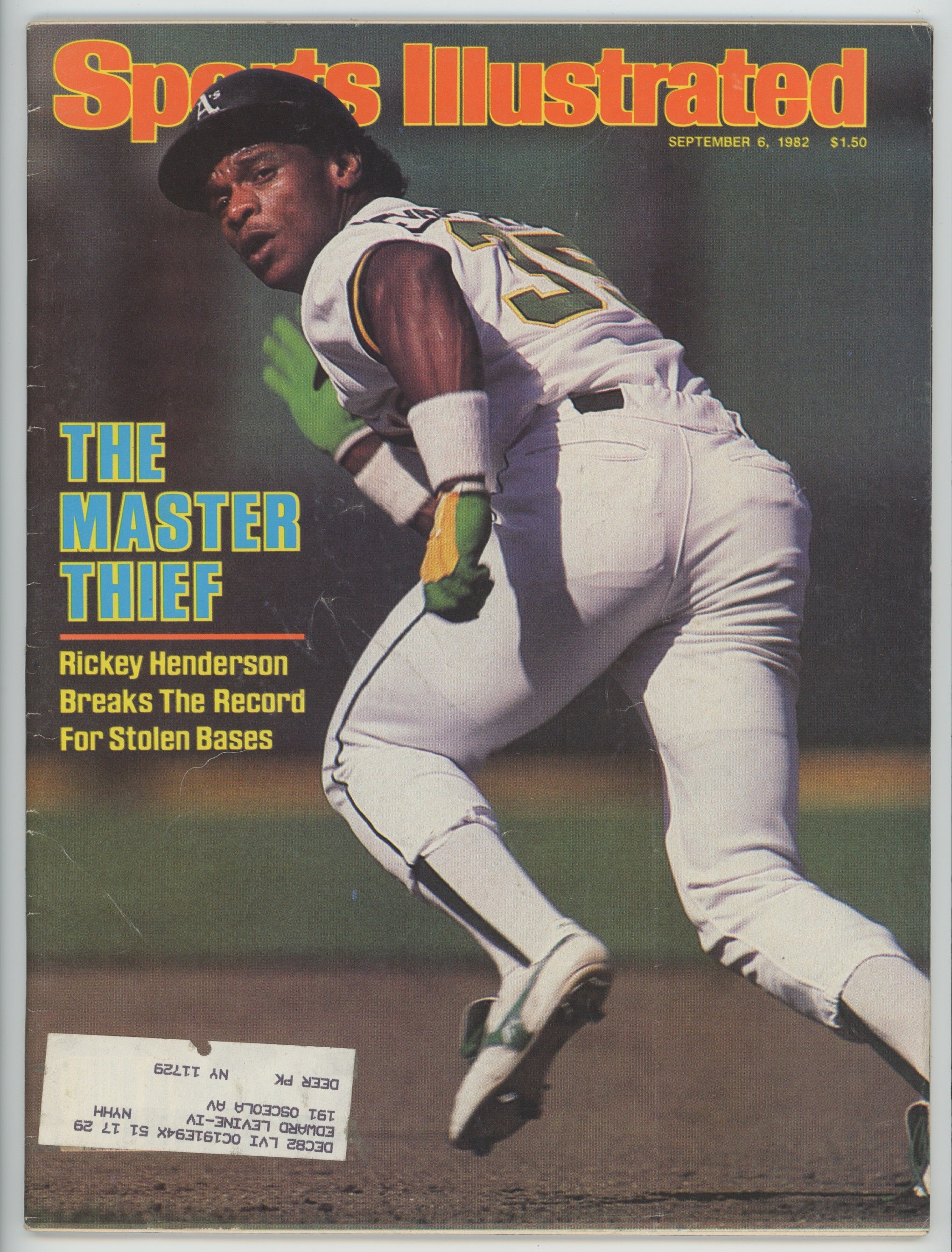 Rickey Henderson “The Master Thief” 9/6/82 EX ML Oakland A’s