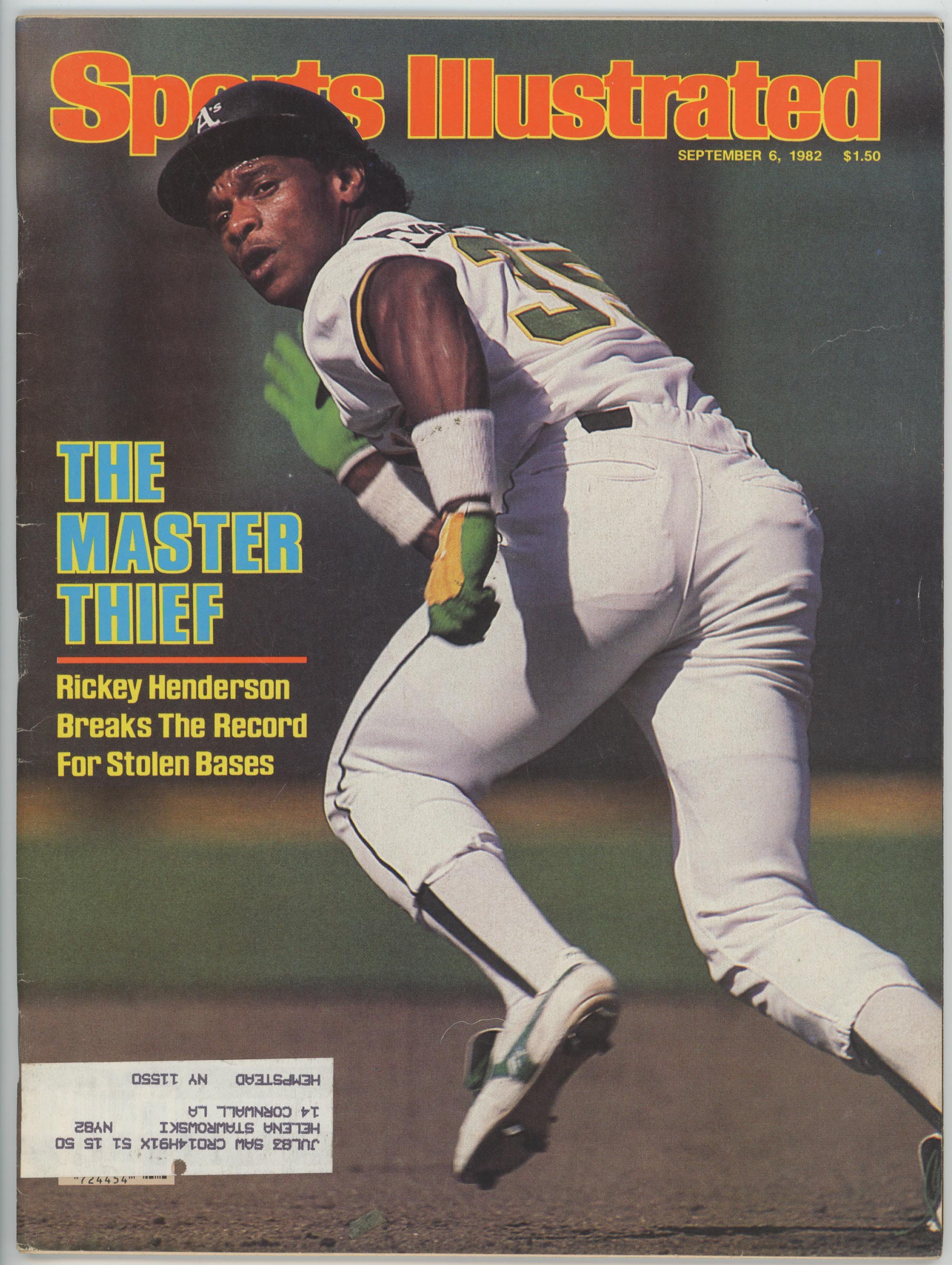 Rickey Henderson “The Master Thief” 9/6/82 EX ML Oakland A’s