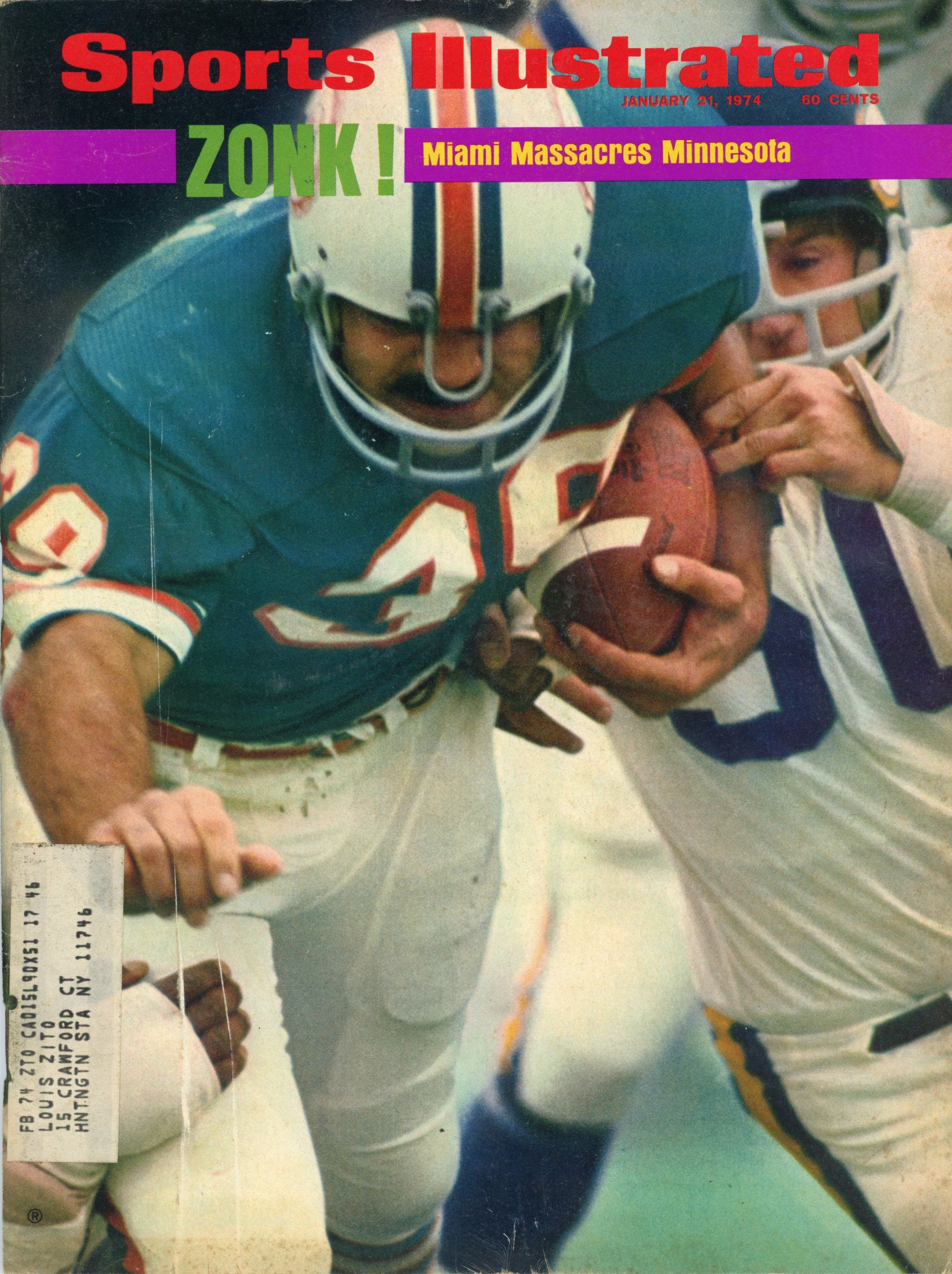 Larry Csonka Miami Dolphins “Zonk! Miami Massacres Minnesota” 1/21/74 EX ML