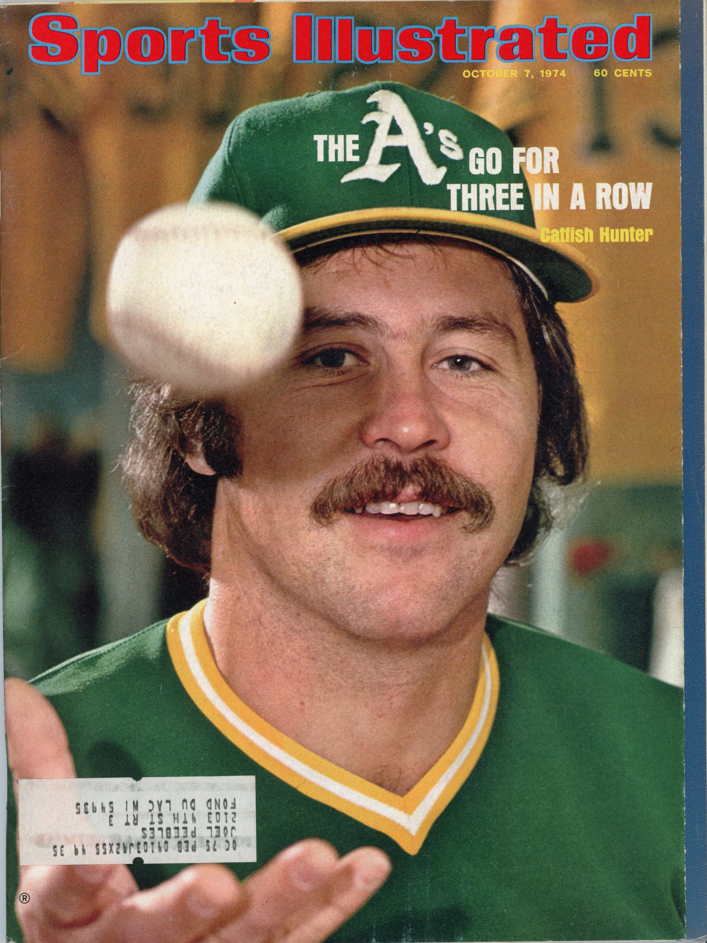 Jim “Catfish” Hunter Oakland A’s “Go For Three in a Row” 10/7/74 EX ML