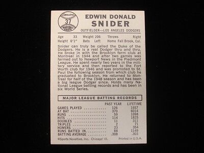 1960 Leaf Duke Snider Los Angeles Dodgers #37 EX-MT