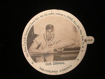 1954 Gus Zernial Philadelphia Athletics Dixie Lid with Tab EX