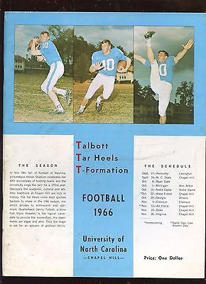 1966 NCAA Football North Carolina Football Blue Book Media Guide / Yearbook EX