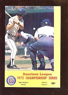 1972 ALCS Baseball Program Oakland A's at Detroit Tigers EXMT