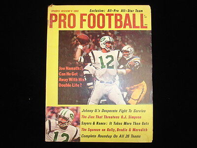 1969 Sports Review's Pro Football Magazine - Joe Namath Cover - VG-EX