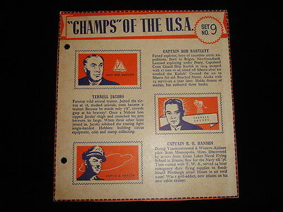 1940 Wheaties Champs of U.S.A. Card - #9 - Bartlett, Jacobs, Hanson