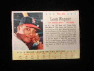 1963 Post Leon Wagner Los Angeles Angels .272 Lifetime Avg. #28 Card EX-MT