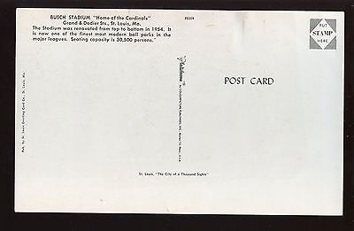 1954/1955 St. Louis Cardinals Busch Stadium Plastichrome Postcard