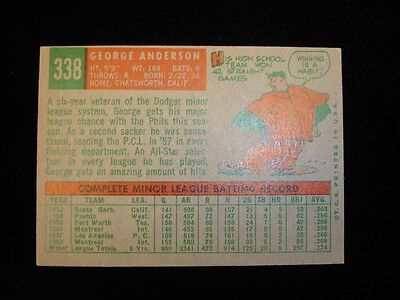 1959 Topps George Sparky Anderson Card #338 - VG+ 75/25