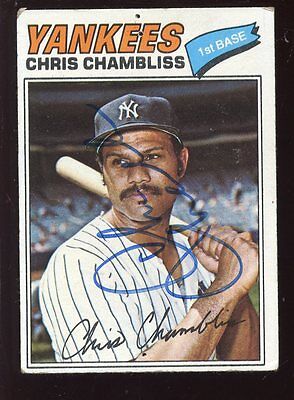 1977 Topps Baseball Card #220 Chris Chambliss Autographed Hologram